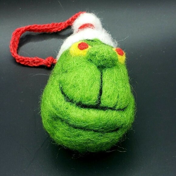 Handmade Felted Wool Santa Monster Ornament Green Halloween Creepy Christmas - Picture 8 of 8